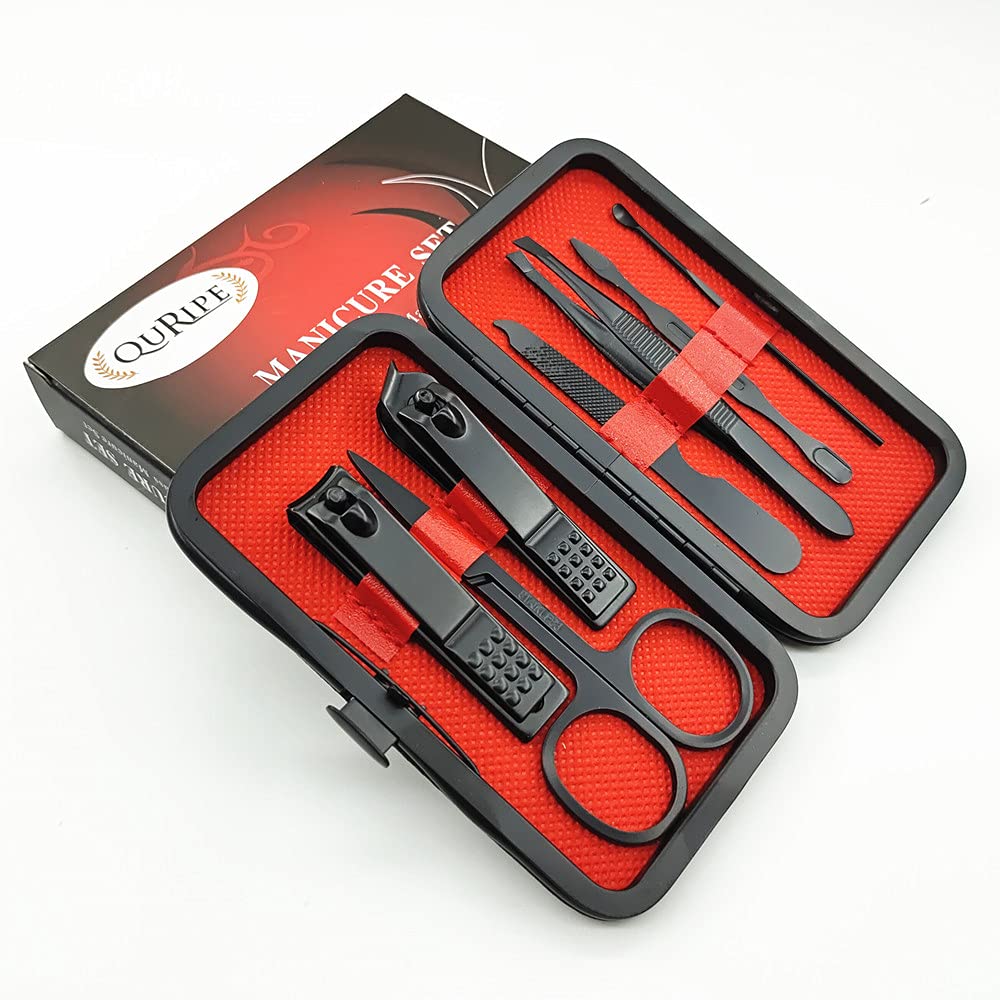 230816072150323_1 QURIPE 7pcs Manicure set, Nail Clippers Kit, Stainless Steel Manicure Kit, Nail Clipping Tools Portable Travel Grooming Kit, The Best Gift with Luxurious Case(Multicolor) - Image 1